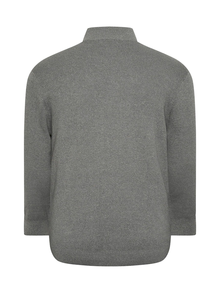 BadRhino Big & Tall Grey Milano Quarter Zip 100% Cotton Jumper - Image 3 of 3