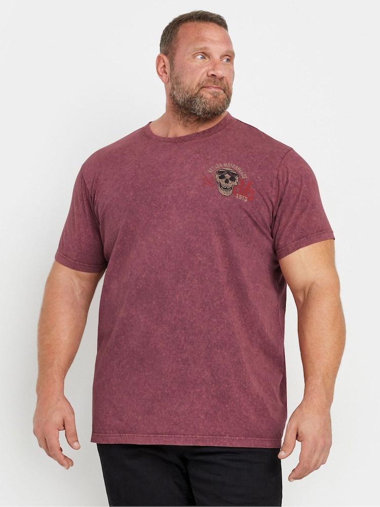 Красный - BadRhino Big & Tall Legendary Warriors Print 100% Cotton T-Shirt - Image 1 of 4