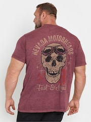 Красный - BadRhino Big & Tall Legendary Warriors Print 100% Cotton T-Shirt - Image 2 of 4