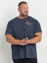 Темно-синий - BadRhino Big & Tall Legendary Warriors Print 100% Cotton T-Shirt - Image 1 of 4
