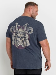 Темно-синий - BadRhino Big & Tall Legendary Warriors Print 100% Cotton T-Shirt - Image 2 of 4