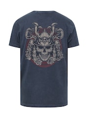 Темно-синий - BadRhino Big & Tall Legendary Warriors Print 100% Cotton T-Shirt - Image 4 of 4