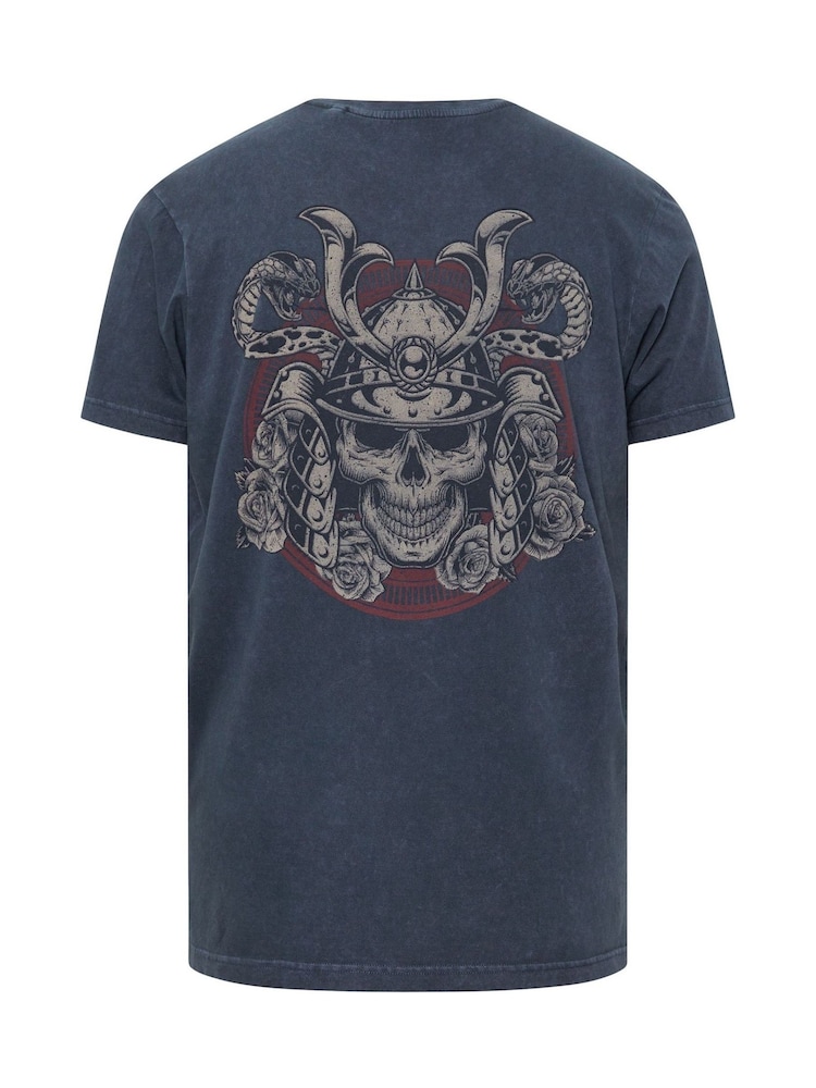 Темно-синий - BadRhino Big & Tall Legendary Warriors Print 100% Cotton T-Shirt - Image 4 of 4