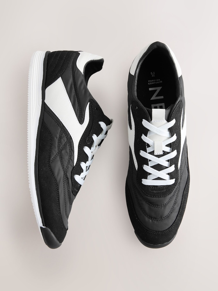 Black Forever Comfort® Slim Panel Detail Lace-Up Trainers - Image 1 of 5