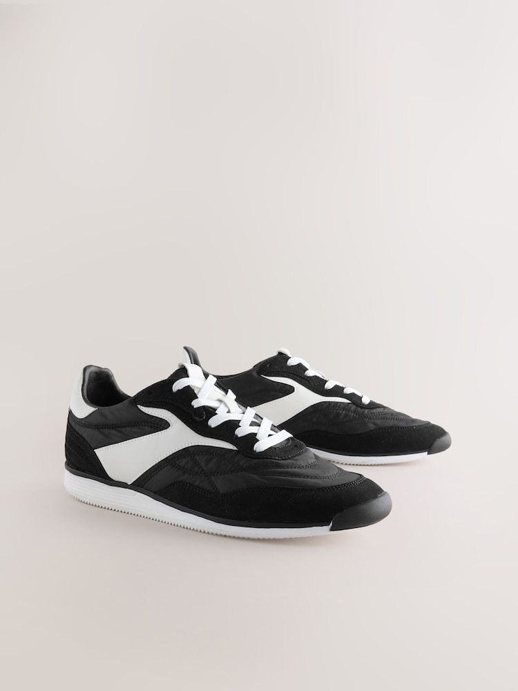 Black Forever Comfort® Slim Panel Detail Lace-Up Trainers - Image 2 of 5