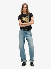 Superdry Black Pop Archive Super Fitted T-Shirt - Image 3 of 3