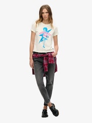 Superdry White Pop Archive Super Fitted T-Shirt - Image 2 of 3