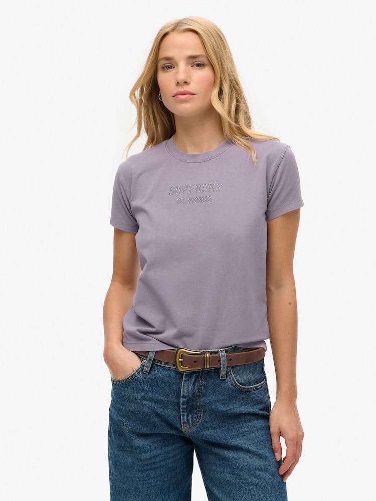 Superdry Purple Sport Luxe Graphic Fitted T-Shirt - Image 1 of 3