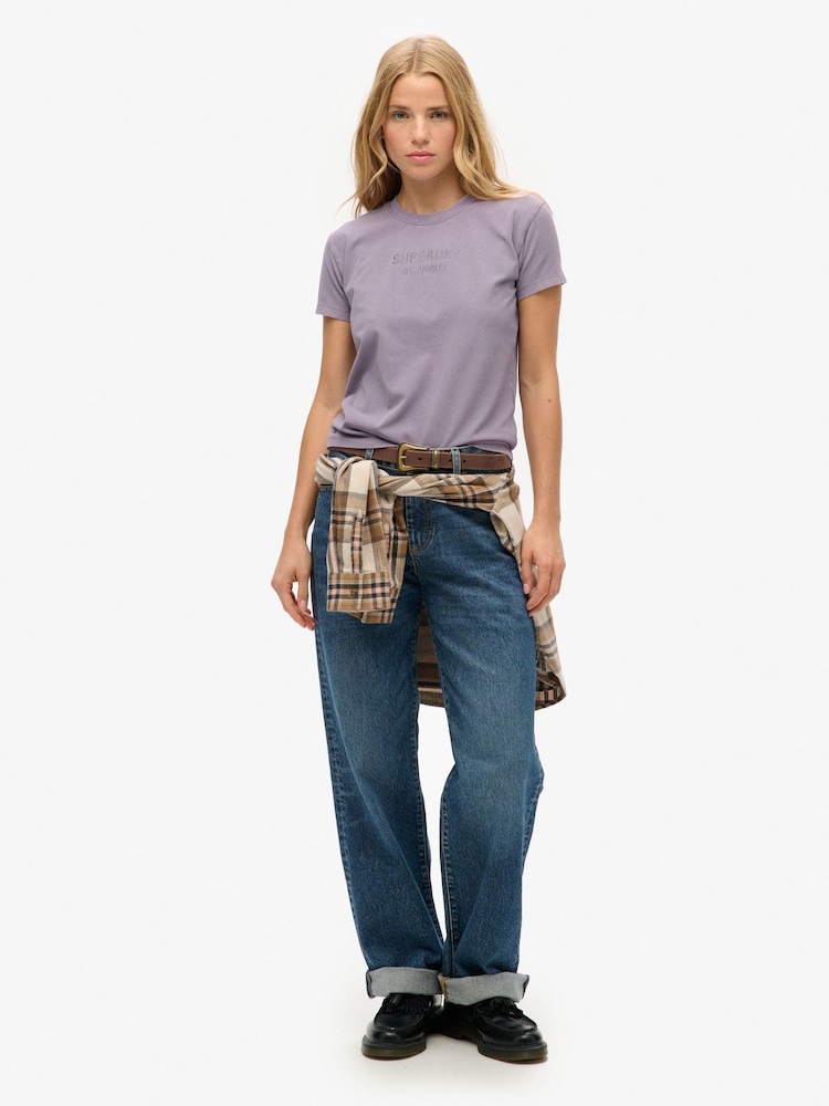 Superdry Purple Sport Luxe Graphic Fitted T-Shirt - Image 2 of 3