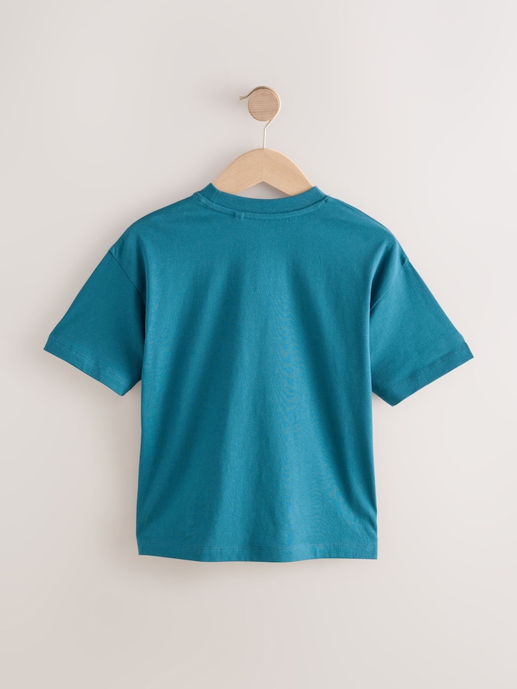 Teal Blue Relaxed Fit Short Sleeve T-Shirt (3-16yrs) - Image 2 of 4