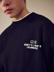 Black Subscribe Back Print Crew Neck Sweatshirt (3-16yrs) - Image 3 of 12