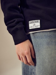 Black Subscribe Back Print Crew Neck Sweatshirt (3-16yrs) - Image 5 of 12