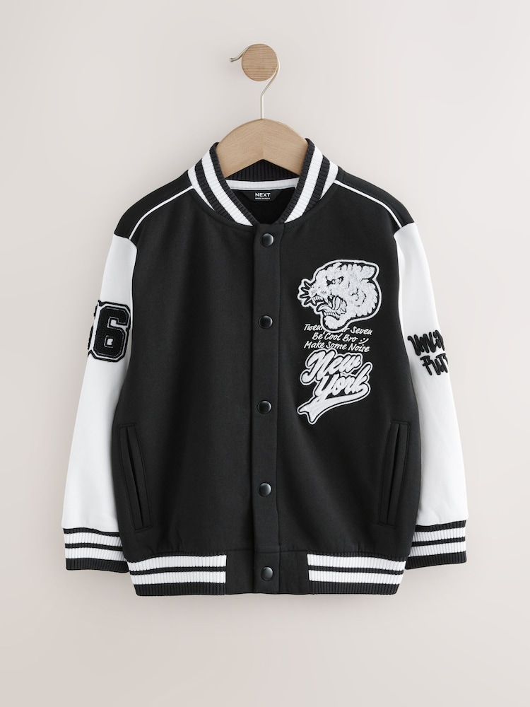 Black/White Graphic Print Bomber Jacket (3-16yrs) - Image 1 of 5