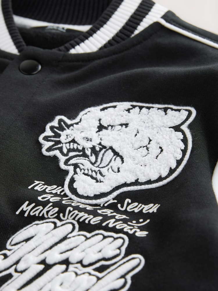 Black/White Graphic Print Bomber Jacket (3-16yrs) - Image 3 of 5