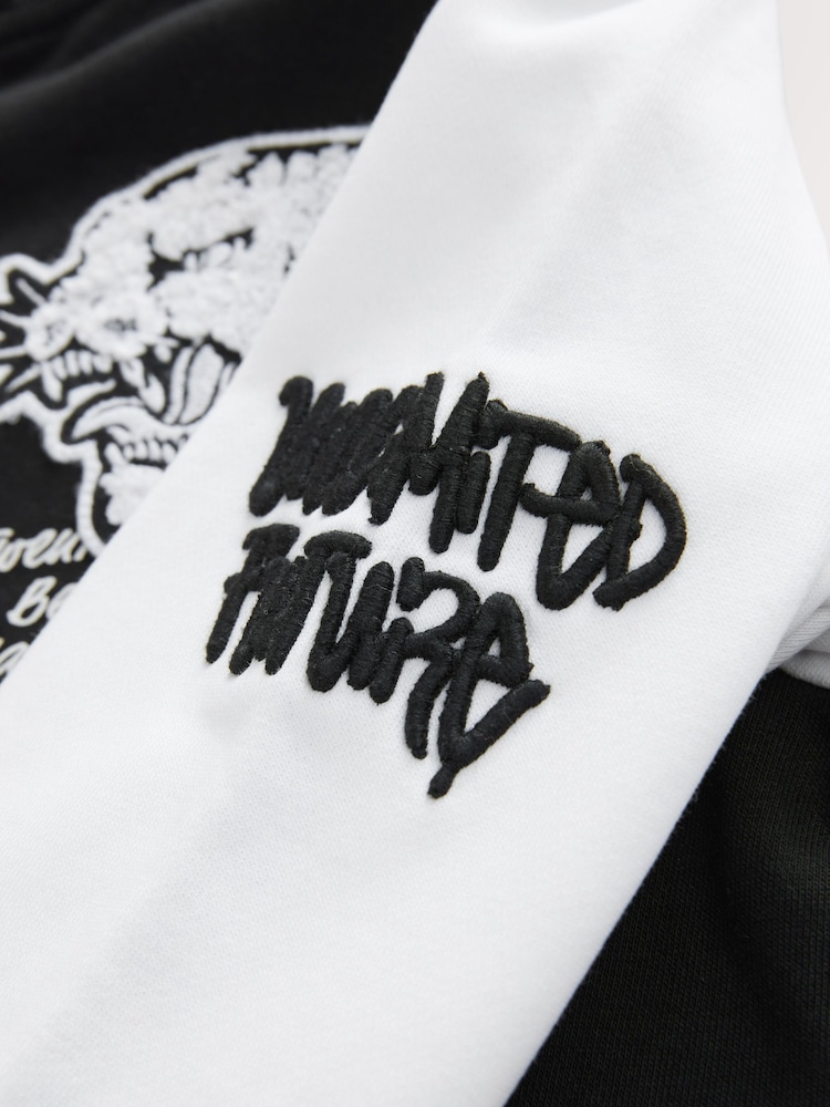 Black/White Graphic Print Bomber Jacket (3-16yrs) - Image 4 of 5