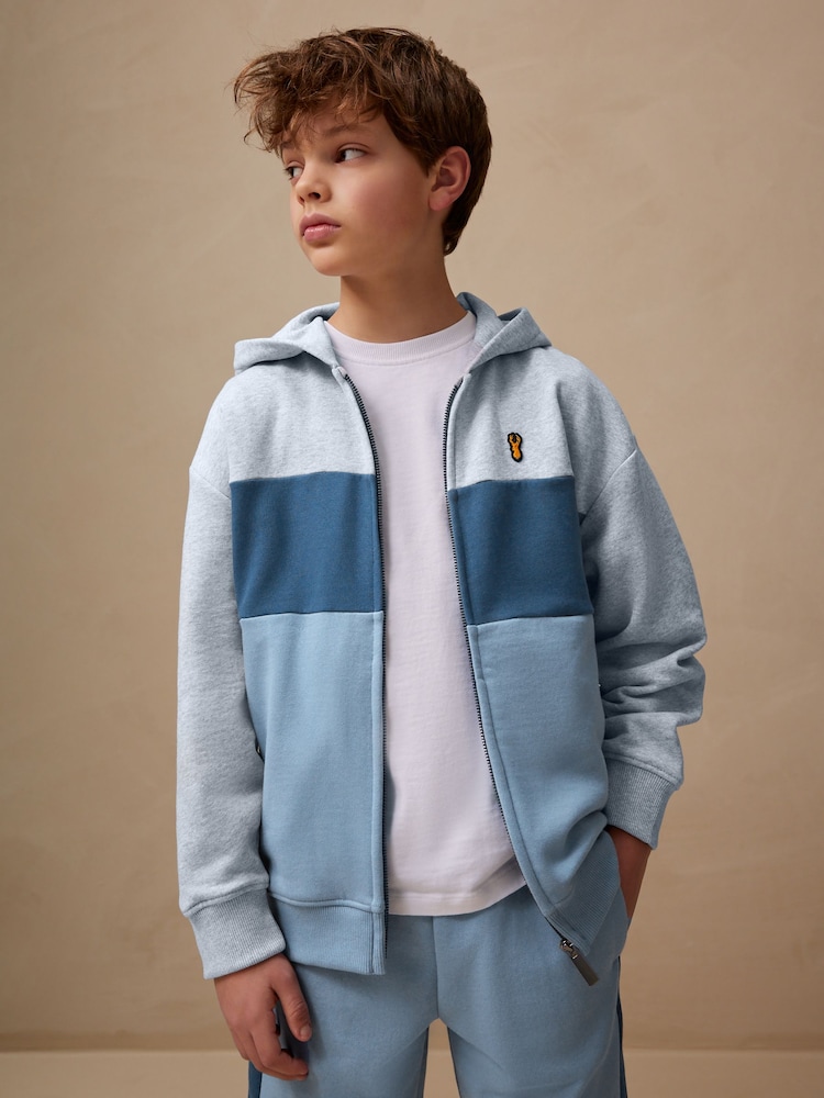 Blue Colour Block Zip Through Hoodie Set (3-16yrs) - Image 3 of 8