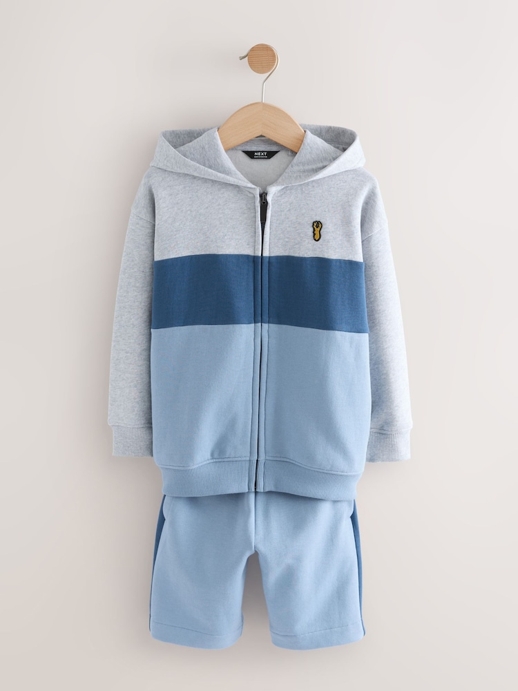 Blue Colour Block Zip Through Hoodie Set (3-16yrs) - Image 6 of 8