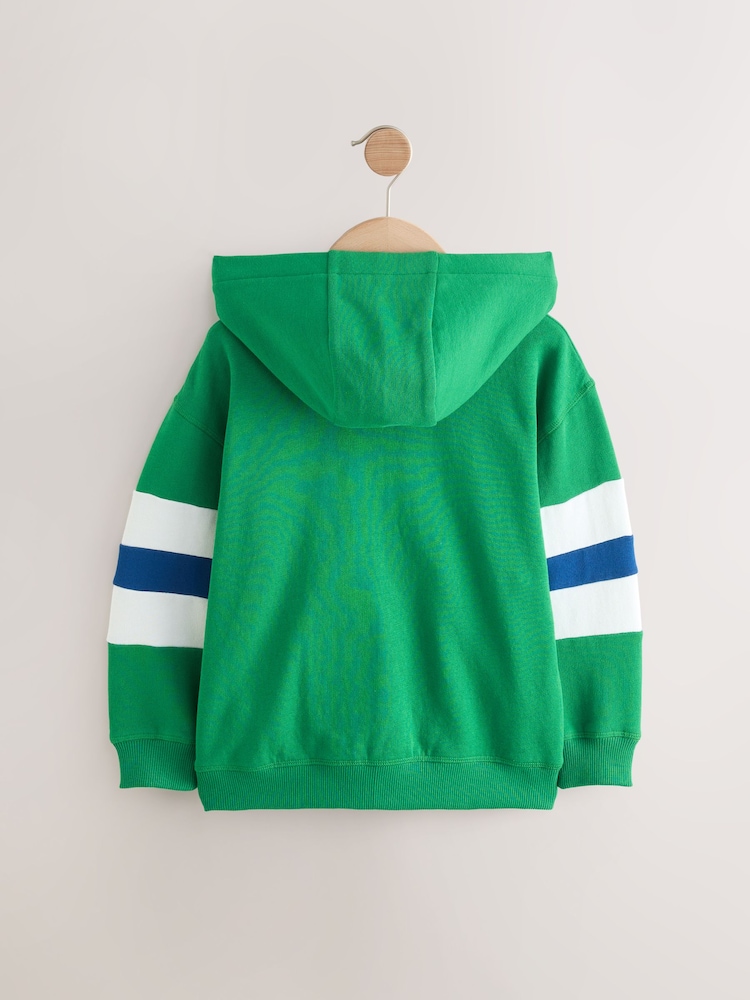 Green/White Colourblock Zip Through Hoodie (3-16yrs) - Image 2 of 4