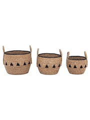 Gallery Home Set of 3 Natural and Black Arden Baskets - Image 2 of 5