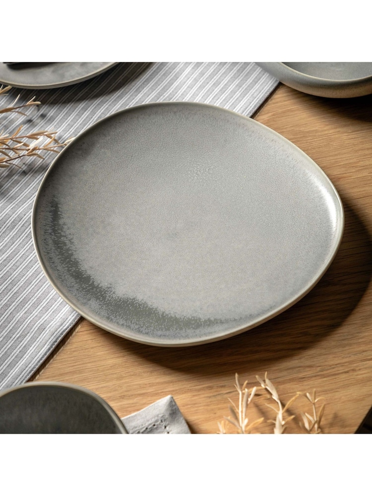 Gallery Home Dove Grey Set of 4 Pebble Glaze Dinner Plates - Image 2 of 4