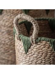 Gallery Home Set of 3 Natural and Green Jianna Baskets - Image 2 of 5
