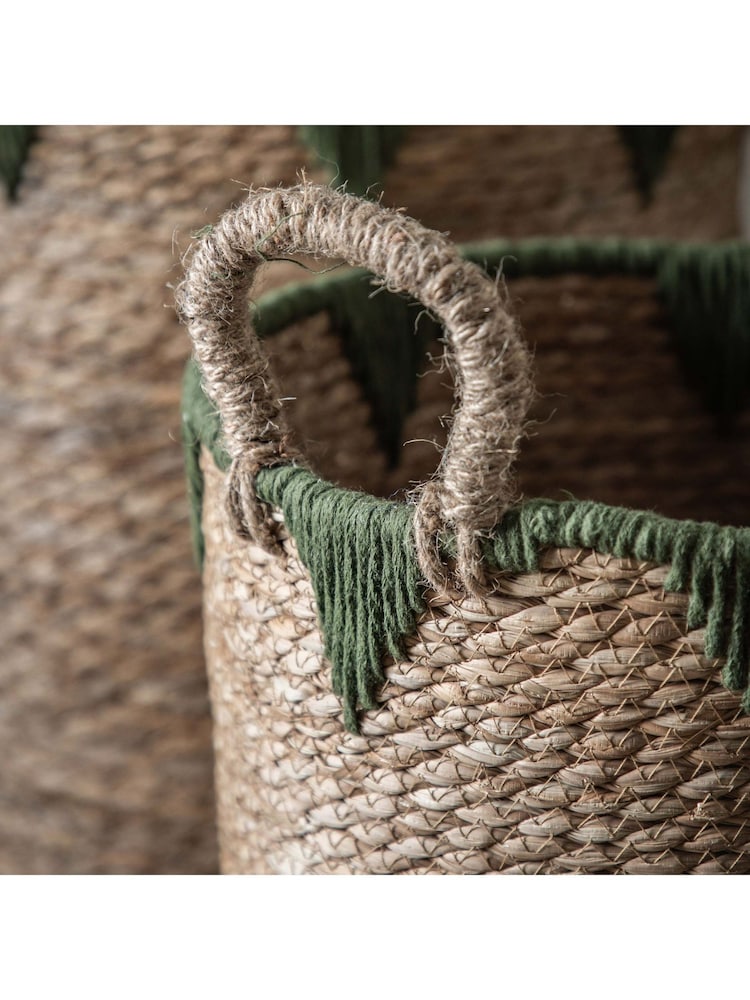 Gallery Home Set of 3 Natural and Green Jianna Baskets - Image 2 of 5