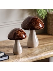Gallery Home Set of 2 Natural Ceramic Mushrooms - Image 1 of 5