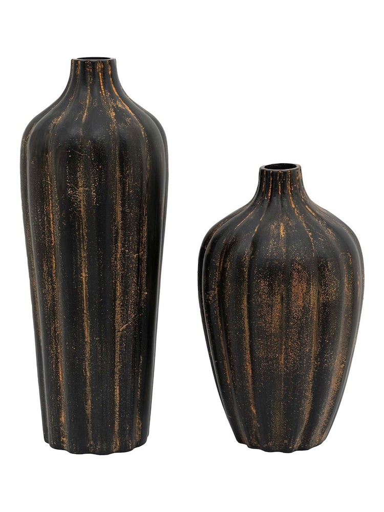 Gallery Home Set of 2 Black Bode Vases - Image 1 of 3