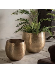 Gallery Home Set of 2 Bronze Aniya Metal Planters - Image 1 of 6