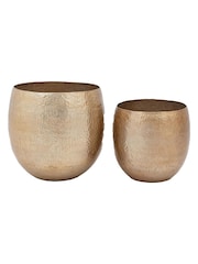 Gallery Home Set of 2 Bronze Aniya Metal Planters - Image 4 of 6