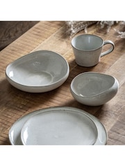 Gallery Home Set of 4 Dove Grey Pebble Glaze Pasta Bowls - Image 1 of 4