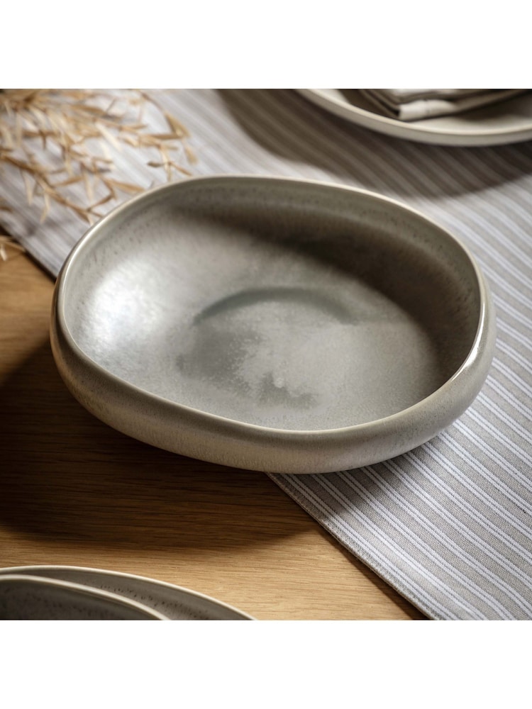 Gallery Home Set of 4 Dove Grey Pebble Glaze Pasta Bowls - Image 2 of 4