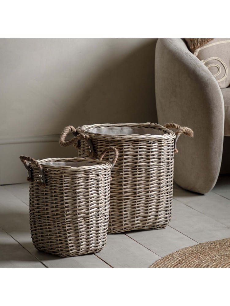 Gallery Home Set of 2 Natural Frankie Square Baskets - Image 1 of 3
