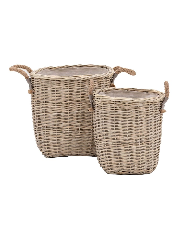 Gallery Home Set of 2 Natural Frankie Square Baskets - Image 4 of 4
