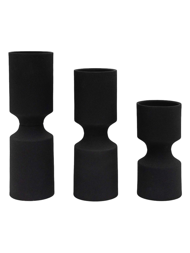 Gallery Home Set of 3 Black Tinsley Holder Candlesticks - Image 1 of 3