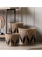 Gallery Home Set of 3 Natural and Black Lyanna Baskets - Image 1 of 5