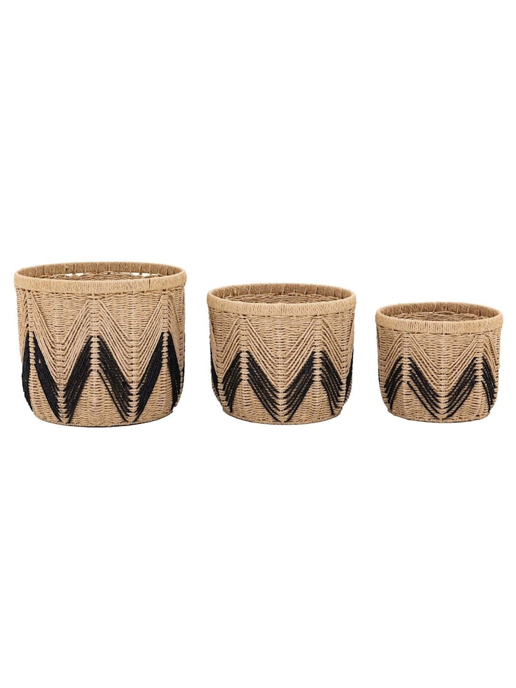 Gallery Home Set of 3 Natural and Black Lyanna Baskets - Image 5 of 5 Gallery Home Set of 3 Natural and Black Lyanna Baskets - Image 5 of 5