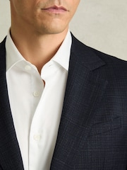 Reiss Navy Hatch Slim-Fit Single-Breasted Textured Wool-Blend Suit Blazer - Image 3 of 9