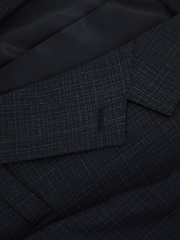 Reiss Navy Hatch Slim-Fit Single-Breasted Textured Wool-Blend Suit Blazer - Image 9 of 9