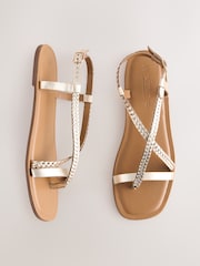 Cuir or rose - Forever Comfort® Tong à bouts noués et à lanières - Image 1 of 8