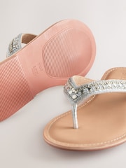 Silver Metallic Extra Wide Fit Forever Comfort® Beaded Toe Thong Sandals - Image 5 of 5