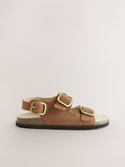 Tan Brown Leather Extra Wide Fit Forever Comfort® Back Strap Footbed Sandals - Image 5 of 6