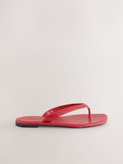 Red Leather Extra Wide Fit Forever Comfort® Square Toe Thong Sandals - Image 4 of 6