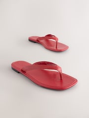 Red Leather Extra Wide Fit Forever Comfort® Square Toe Thong Sandals - Image 5 of 6