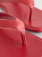 Red Leather Extra Wide Fit Forever Comfort® Square Toe Thong Sandals - Image 6 of 6