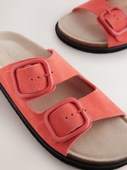 Coral Pink Suede Extra Wide Fit Forever Comfort® Double Strap Footbed Sandals - Image 5 of 9