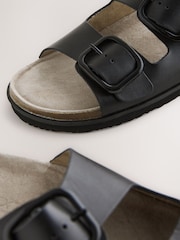Black Suede Extra Wide Fit Forever Comfort® Double Strap Footbed Sandals - Image 3 of 4