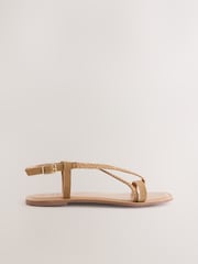 Tan Brown Leather Extra Wide Fit Forever Comfort® Plait Strappy Toe Thong - Image 2 of 6