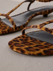 Leopard Print Leather Signature Strappy Toe Thong Sandals - Image 6 of 7