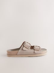 Neutral Suede Extra Wide Fit Forever Comfort® Double Strap Footbed Sandals - Image 5 of 9